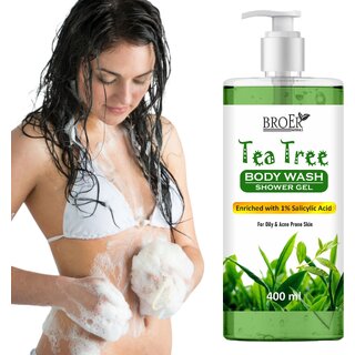 Broer Tea Tree Body Wash with Salicylic Acid - Antibacterial  Oil Control Shower Gel (400 ml)