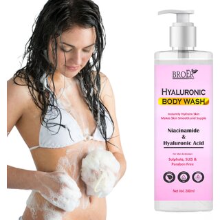 Broer Hyaluronic Body Wash with Niacinamide for Deep Moisture  Radiance Shower Gel (200 ml)