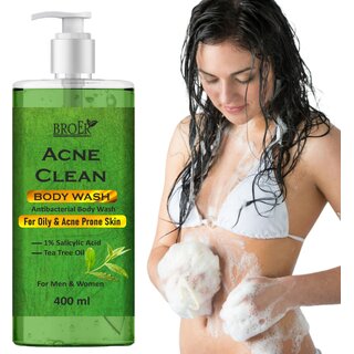 Broer Acne Clean Body Wash with Salicylic Acid  Tea Tree Oil Antibacterial Shower Gel (400 ml)