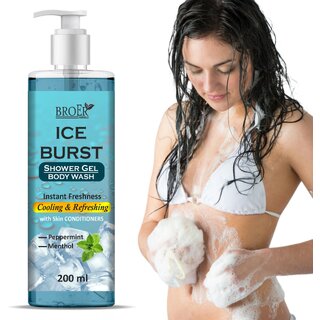 Broer Ice Burst Body Wash with Menthol  Mint  Cooling  Refreshing for Hot Weather (200 ml)