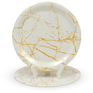 Aurka Dcor 11 Inch Classic Gold Fusion Melamine Dinner Plate Set of 2