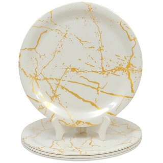 Aurka Dcor 11 Inch Classic Gold Fusion Melamine Dinner Plate Set of 4