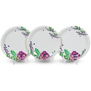 Aurka Dcor 11 Inch Floral Grace Melamine Dinner Plate Set of 3
