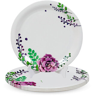 Aurka Dcor 11 Inch Floral Grace Melamine Dinner Plate Set of 4