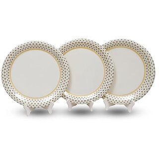 Aurka Dcor 11 Inch Royal Blue Border Melamine Dinner Plate Set of 3