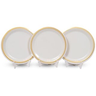 Aurka Dcor 11 Inch Royal Double Stripe Melamine Dinner Plate Set of 3