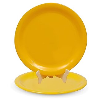Aurka Dcor 11 Inch Yellow Melamine Dinner Plate Set of 2