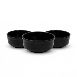 Aurka Decor 4.5 Inch Black Melamine Bowl Set of 3