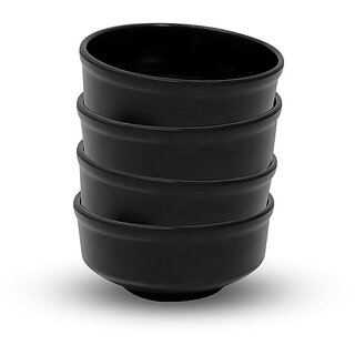 Aurka Decor 4.5 Inch Black Melamine Bowl Set of 4