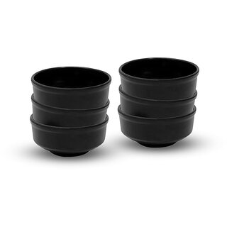 Aurka Decor 4.5 Inch Black Melamine Bowl Set of 6