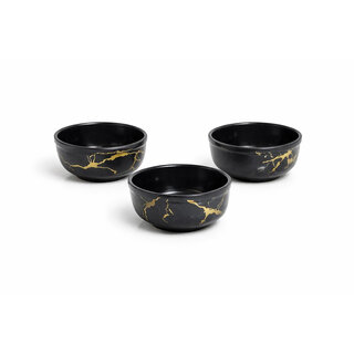 Aurka Decor 4.5 Inch Black & Gold Melamine Bowl Set of 3