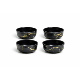 Aurka Decor 4.5 Inch Black & Gold Melamine Bowl Set of 4