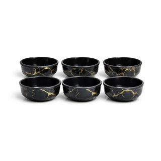 Aurka Decor 4.5 Inch Black & Gold Melamine Bowl Set of 6