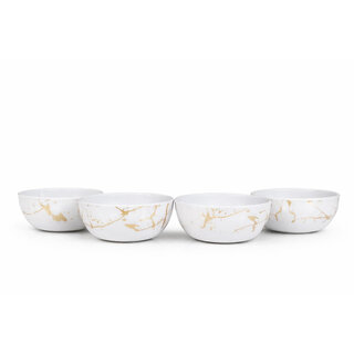 Aurka Decor 4.5 Inch White & Gold Melamine Bowl Set of 4