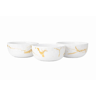 Aurka Decor 4.5 Inch White & Gold Melamine Bowl Set of 3