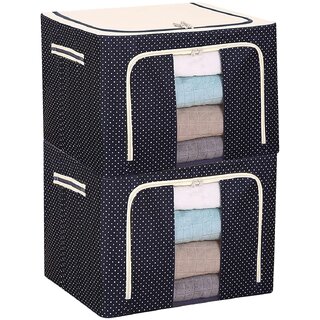 2 Pack Closet Storage Bags, 66L Collapsible Blanket Organizers, Foldable Toy Storage Bins, Navy Blue - Home Improvement | Buy online on ZillyBuy