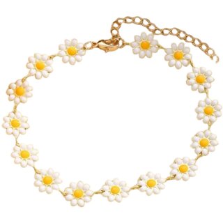 18k Gold Plated Women Bracelet (Daisy Flower Charm Bracelet, 1)