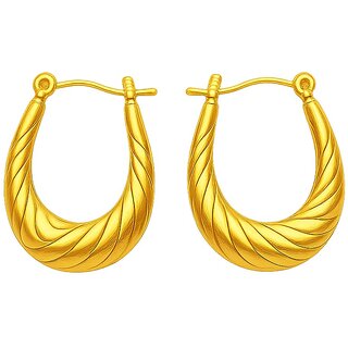 Kimti 18K Gold Plated Oval Hoop Golden Anti Tarnish Earring - Earrings | Buy online on ZillyBuy