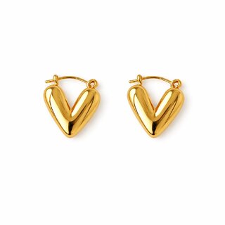 18K Gold Plated Heart Hoops Anti Tarnish Earring - Earrings | Buy online on ZillyBuy