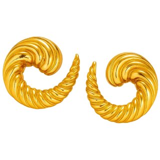Kimti 18k Gold Plated Gilded Swirl Crescents Earring - Earrings | Buy online on ZillyBuy