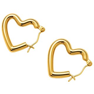 18k Gold Plated Hoop Earring (Heart Hoop Earrings) - Earrings | Buy online on ZillyBuy