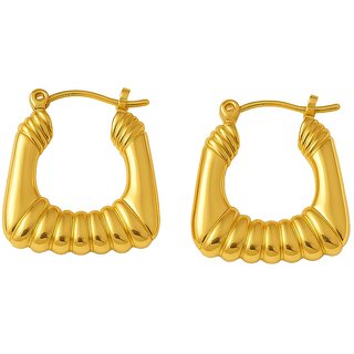 kimti 18K Gold Plated Pave Thick Hoop Anti Tarnish Earring - Earrings | Buy online on ZillyBuy