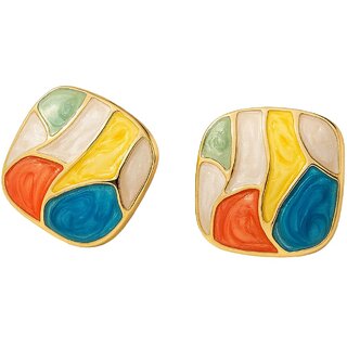 Color Splash Enamel Korean Earrings - Earrings | Buy online on ZillyBuy
