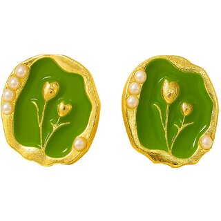 Enchanted Leaflet Studs Korean Earring - Earrings | Buy online on ZillyBuy