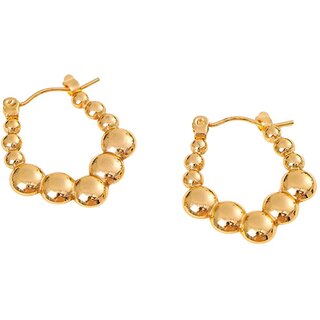 18k Gold Plated Hoop Earring (Textured Oval Hoop Earrings) - Earrings | Buy online on ZillyBuy