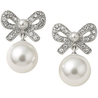 Kimti Twinkle Bow & Pearl Earrings - Earrings | Buy online on ZillyBuy