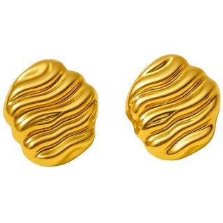 18k Gold Plated Stud Earring (Wavy Shell Stud Earrings) - Earrings | Buy online on ZillyBuy