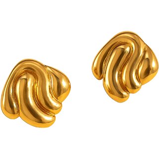 Kimti 18k Gold Plated Lava Curve Studs Earring - Earrings | Buy online on ZillyBuy