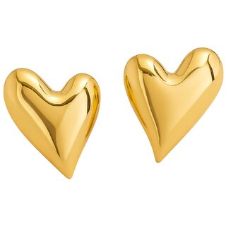Kimti 18k Gold Plated Lustrous Heart Drops Earrings