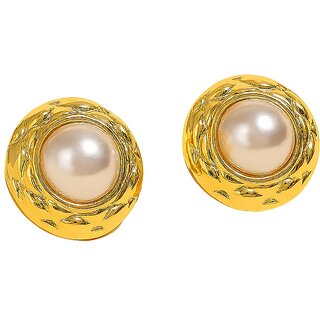 Kimti 18k Gold Plated Crown Pearl Studs Earring
