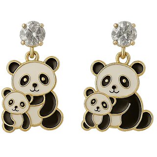 Kimti Korean Short Panda Couple Earring - Earrings | Buy online on ZillyBuy