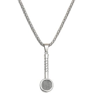 KIMTI Men Necklace (Tennis Racket Pendant Necklace, Silver)