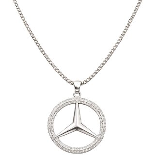 KIMTI Men Necklace (Luxury Circle Star Pendant Necklace, Silver)