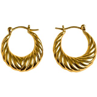 Kimti 18k Gold Plated Spiral Luxe Hoops Anti Tarnish Earrings