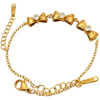 KIMTI 18k Gold Plated Women Bracelet (Bow Crystal Bracelet, 1)