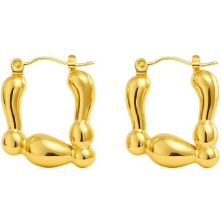 18k Gold Plated Hoop Earring (Quilted Chunky Hoop Earrings)