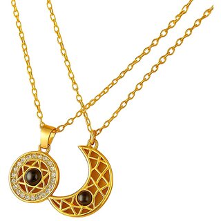 KIMTI Sun Moon I Love You Valentine Couple Necklace