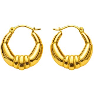 18k Gold Plated Hoop Earring (Ribbed Cuff Style Hoop Earrings) - Earrings | Buy online on ZillyBuy