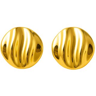 18k Gold Plated Stud Earring (Minimal Wave Dome Stud Earrings) - Earrings | Buy online on ZillyBuy