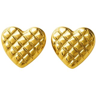 18k Gold Plated Stud Earring (Quilted Heart Stud Earrings) - Earrings | Buy online on ZillyBuy