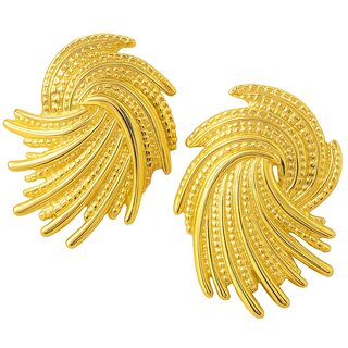 kimti 18K Gold Plated Golden Quill Earrings