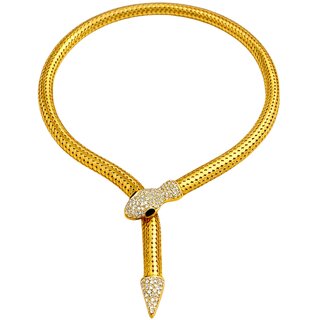 KIMTI 18k Gold Plated Necklace (Silver Serpent Statement Necklace, 1)