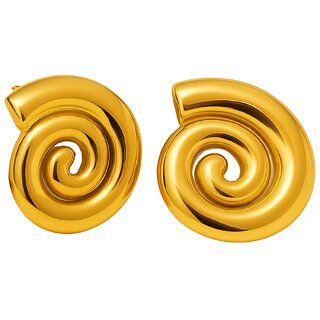 18k Gold Plated Stud Earring (Spiral Shell Stud Earrings) - Earrings | Buy online on ZillyBuy