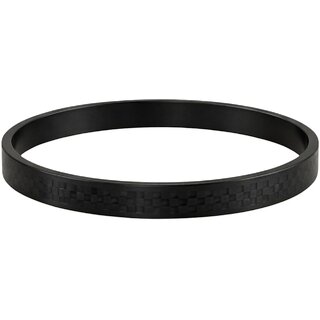 KIMTI 18k Gold Plated Men Kada Bracelet (Black)