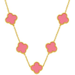 KIMTI Pink Dreamy Clover Anti Tarnish Necklace