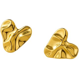 18k Gold Plated Stud Earring (Abstract Sculpted Stud Earrings) - Earrings | Buy online on ZillyBuy